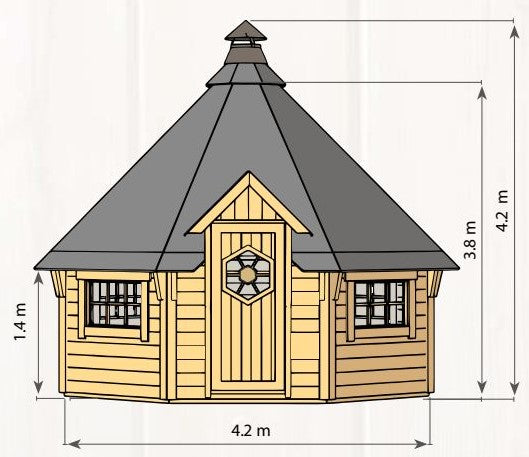Die Arctic Grillkota 14,9 m² bietet finnische Gemütlichkeit für gesellige Abende im Garten, ideal für Familie und Freunde.