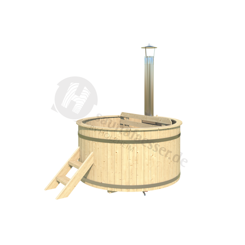 Badezuber 180 mit internem Ofen und Holzschutzgitter