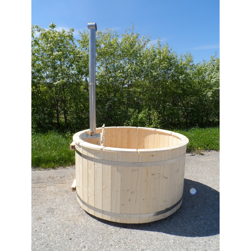 Badezuber 180 mit internem Ofen und Holzschutzgitter