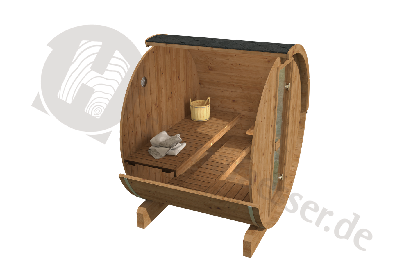 Bausatz Fasssauna Klassik Terrasse Thermoholz - Saunen