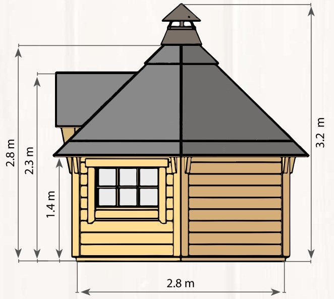 Grillkota 6,5m² 6-eckig