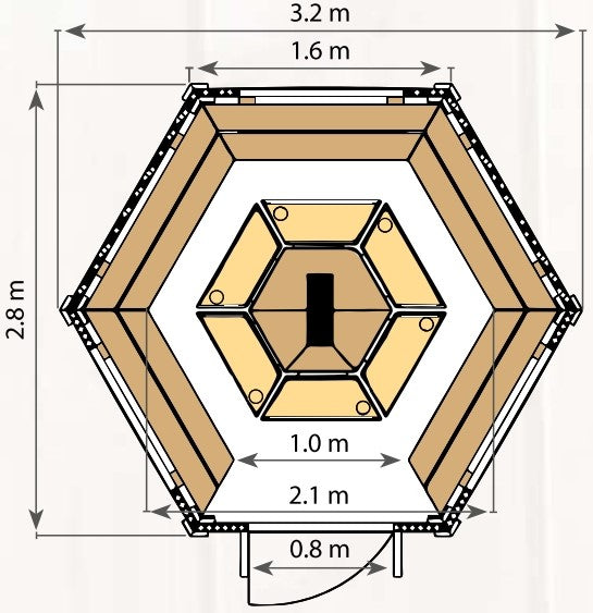 Grillkota 6,5m² 6-eckig