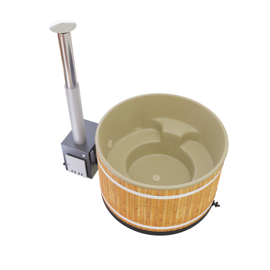 Kirami Comfort Steady Medium (4-6 Personen) - Farbe - Caramel Beige / Holz - Thermoholz / MACU 40 kW