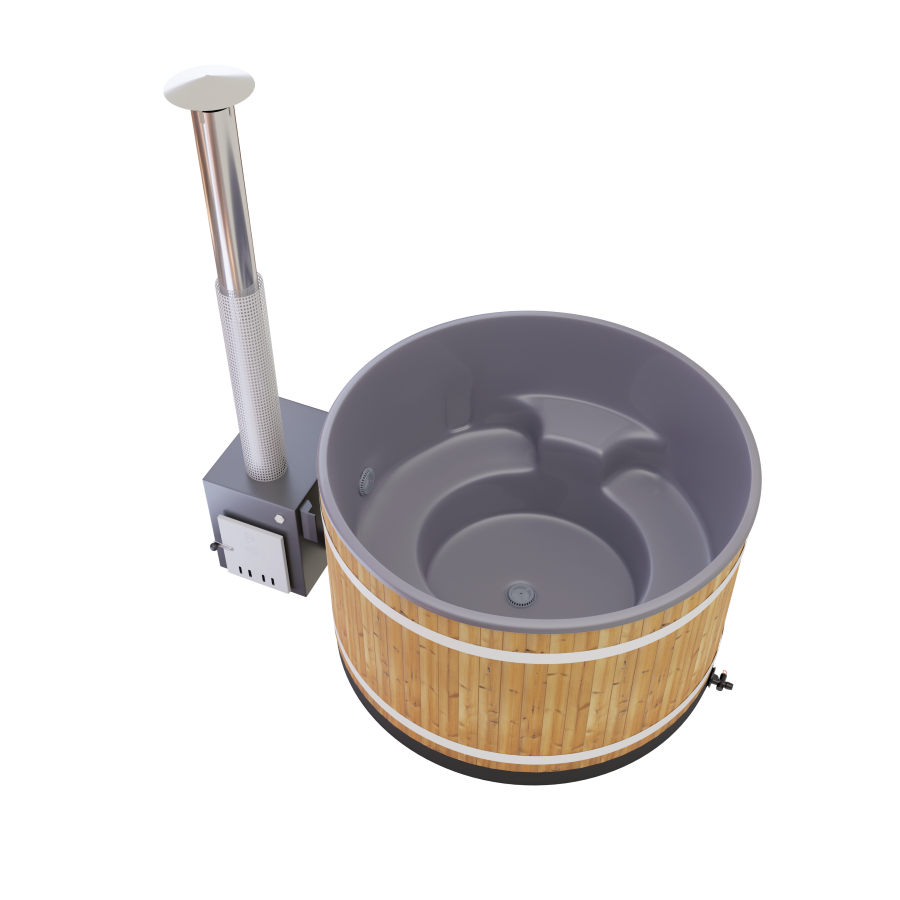 Kirami Comfort Steady Medium (4-6 Personen) - Farbe - Casual Gray / Holz - Thermoholz / MACU 40 kW
