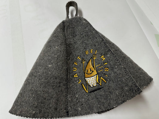 Saunahut aus Filz "Läuft bei mir"