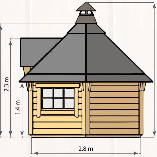 Grillkota 6,5m² 6-eckig