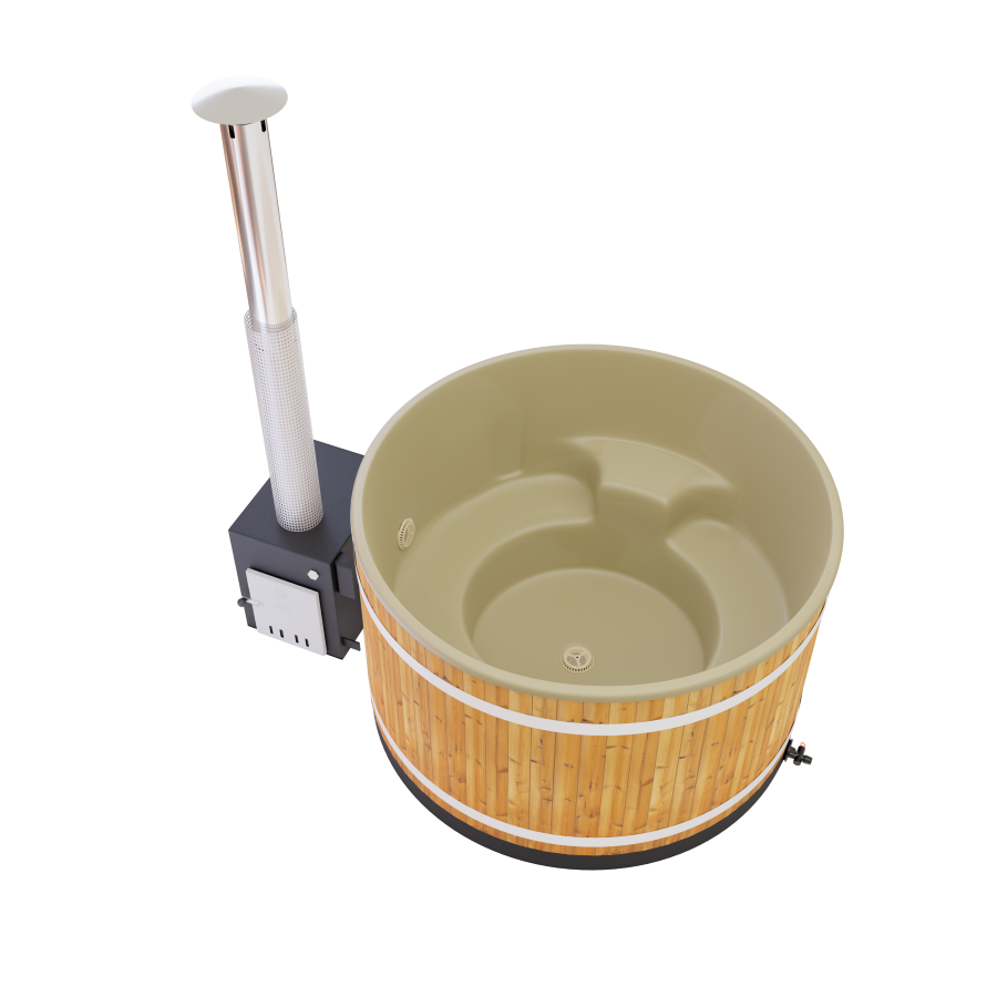 Kirami Comfort Steady Medium (4-6 Personen) - Farbe - Caramel Beige / Holz - Thermoholz / CUBE 48 kW